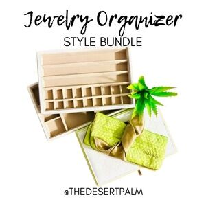 Jewelry Organizer Bundle ✨ | Jewelry Storage Box + Green Travel Jewelry Roll